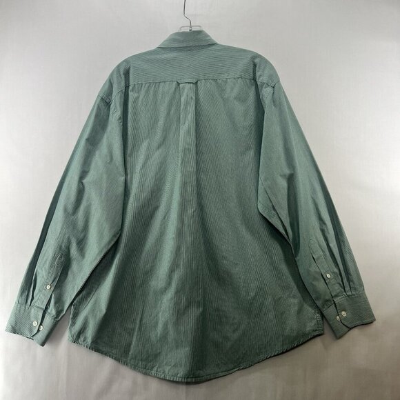 IZOD Shirt Mens Size L Striped Button Down Long Sleeve Woven Cotton Green - Picture 2 of 9